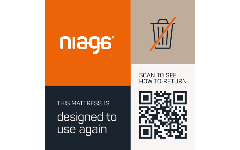 Niaga mattress label with QR code