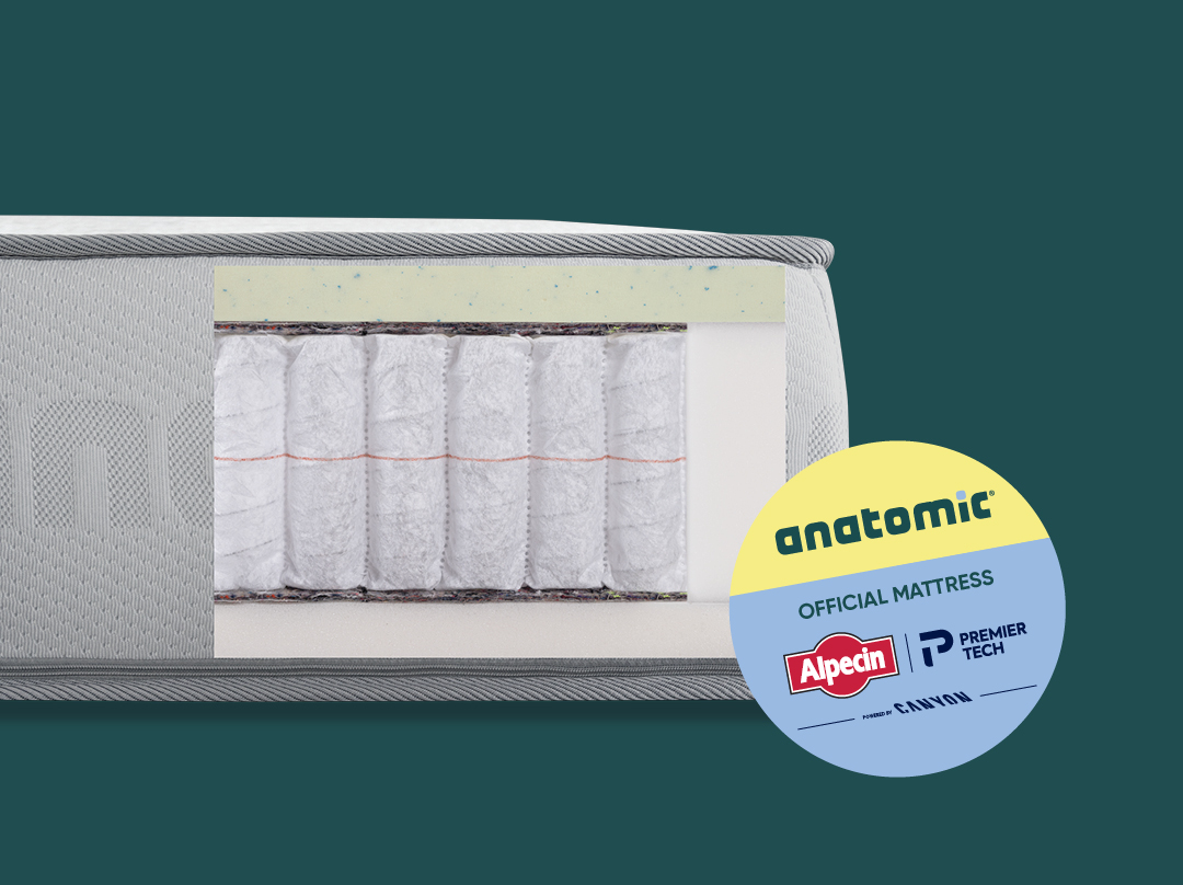 Coupe d'un matelas Revor Anatomic à ressorts ensachés, matelas officiel d'Alpecin-Premier Tech